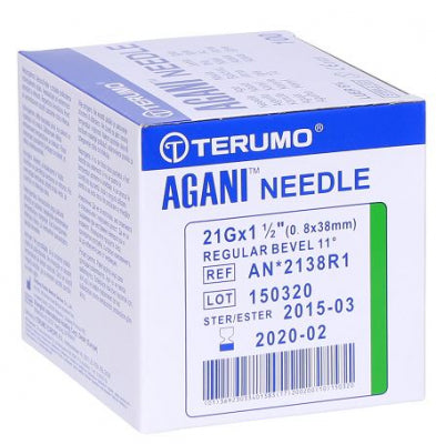 NEEDLE 21GX1.5 TERUMO GREEN (AN*2138R1) BOX/100